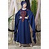Party wear embroidered abaya with long wing sleeves- Navy Blue
